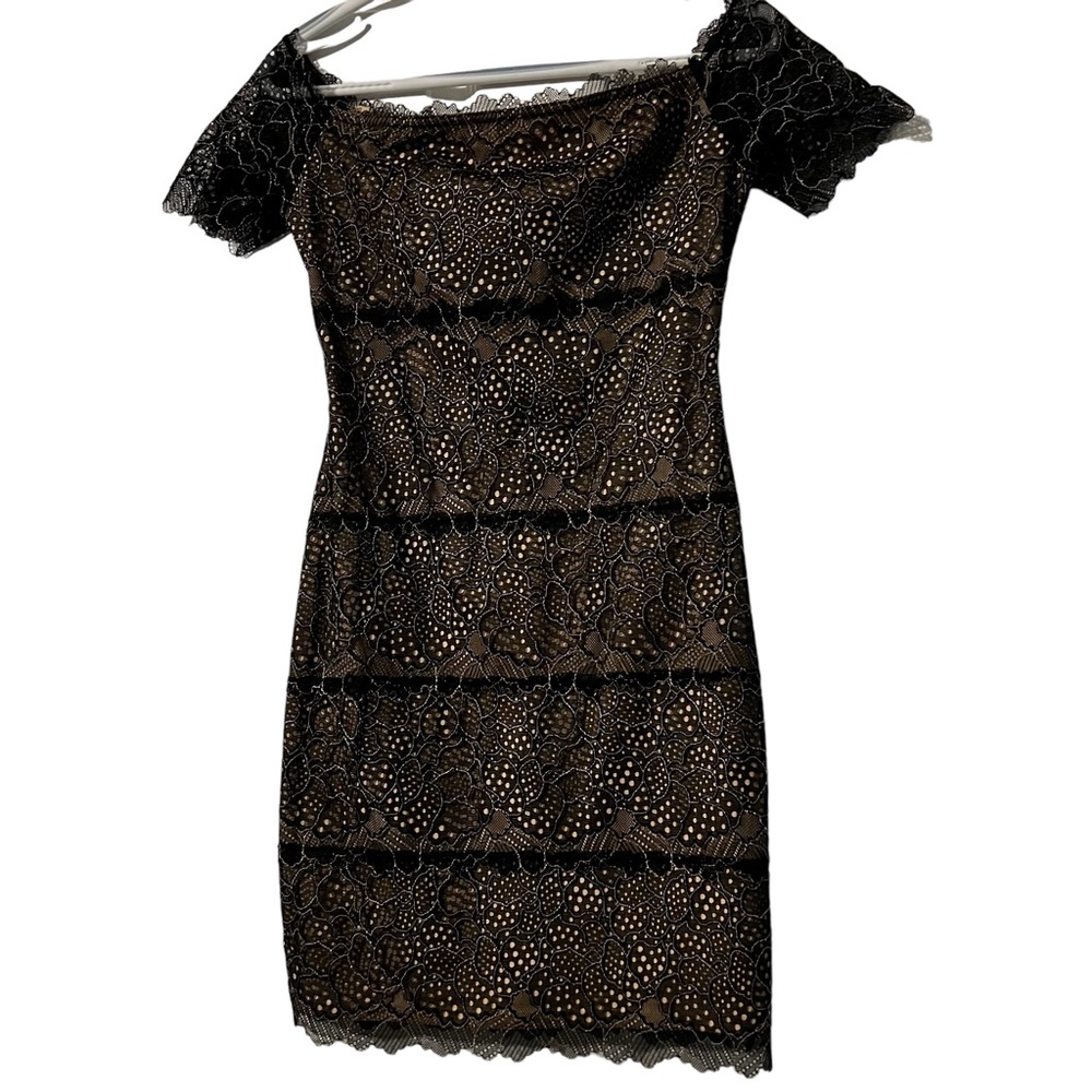 Off shoulder lace mini dress